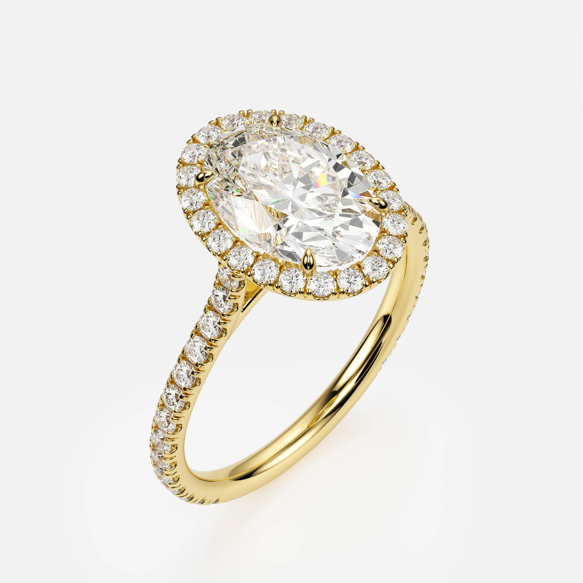 Cathedral Halo — Yellow Gold 585, Oval